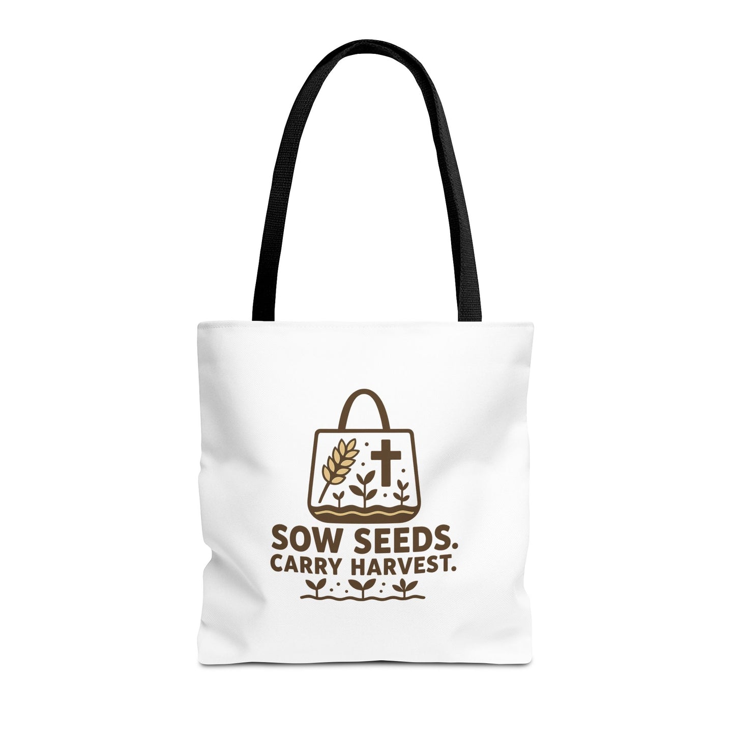 Inspirational Tote Bag - "Sow Seeds. Carry Harvest." - Eco-Friendly, Beach Bag, Gift for Gardeners, Reusable Shopping, Faith Journey