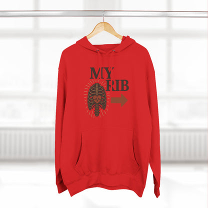 Heartfelt Rib Graphic Hoodie for Couples, Valentine's Day Gift, Matching Sweatshirt, Cozy Fleece, Romantic Style