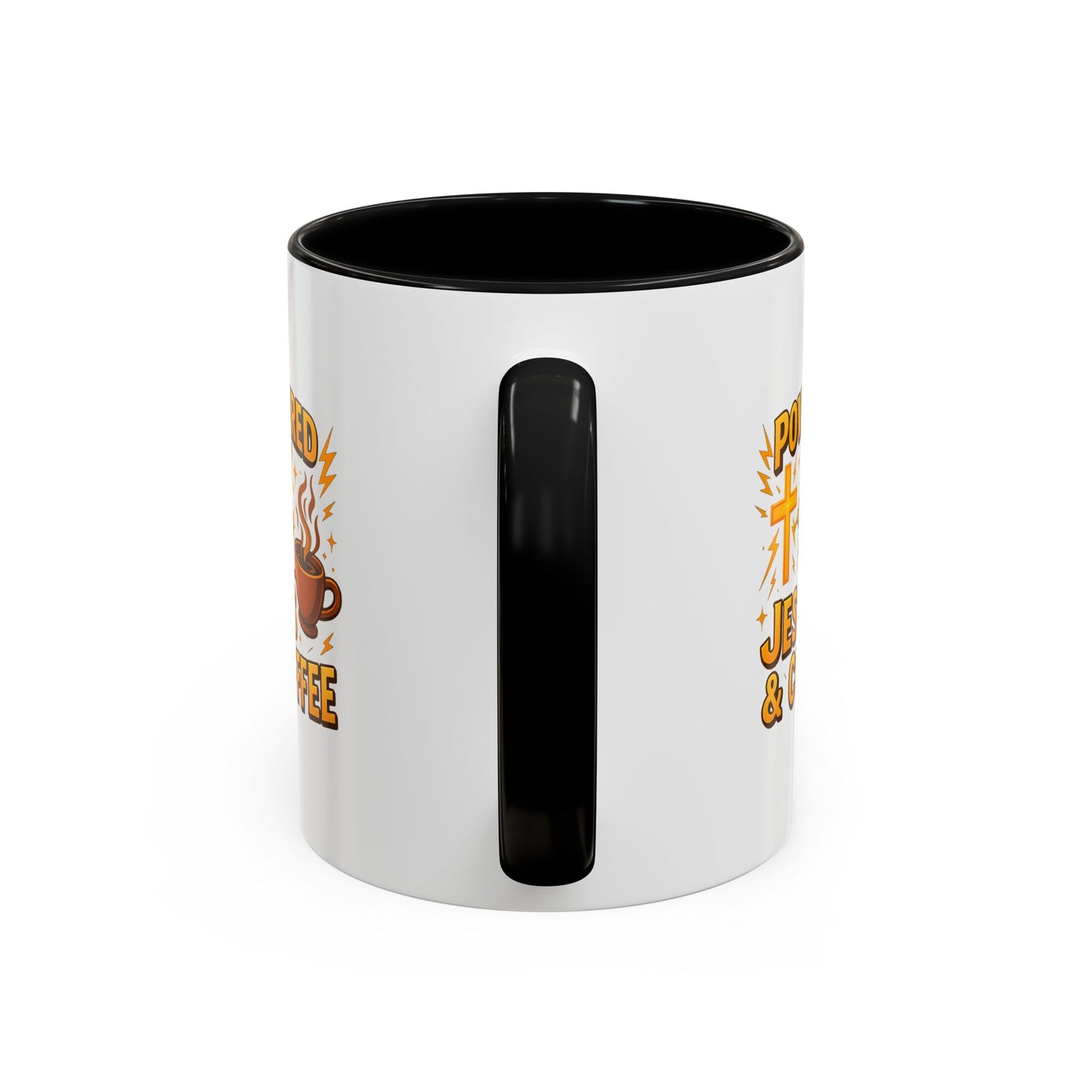 Coffee Lover's Accent Mug - Powered by Jesus & Coffee, Inspirational Drinkware, Christian Gift, Coffee Enthusiast, Religious Mug, [...]