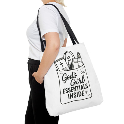 God's Girl Essentials Tote Bag | Motivational Bag for Women, Christian Gifts, Spiritual Tote, Everyday Purse, Faith-Inspired Accessory