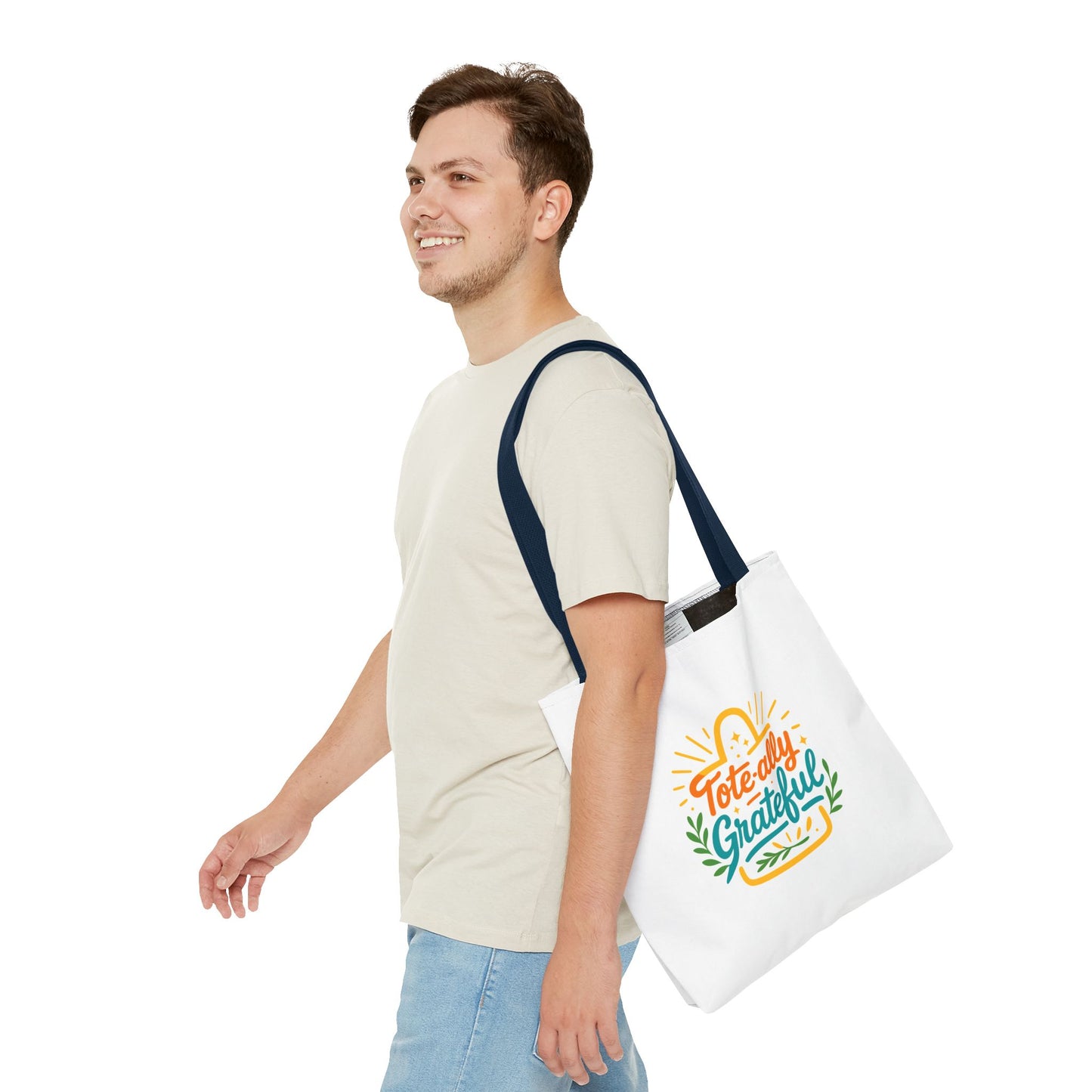 Grateful Tote Bag, Eco-Friendly Shopping Bag, Gift for Mom, Stylish Carry-All, Perfect for Summer Adventures