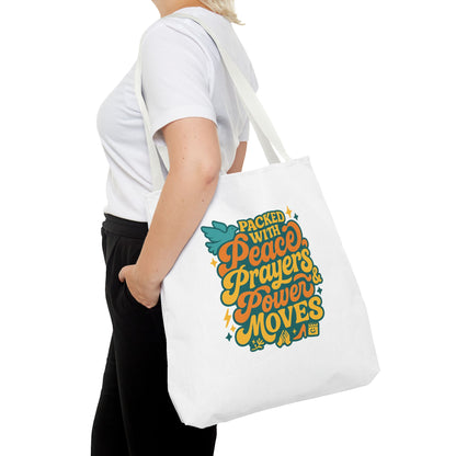Peace Prayers Power Moves Tote Bag - Eco-Friendly Reusable Shopping Bag, Gift for Spiritual Friends, Motivational Gift, Stylish [...]