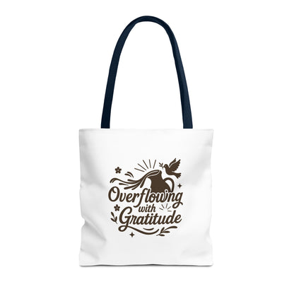 Overflowing with Gratitude Tote Bag - Eco-Friendly, Reusable Shopping Bag, Gift for Friends, Thank You Gift, Inspirational Design