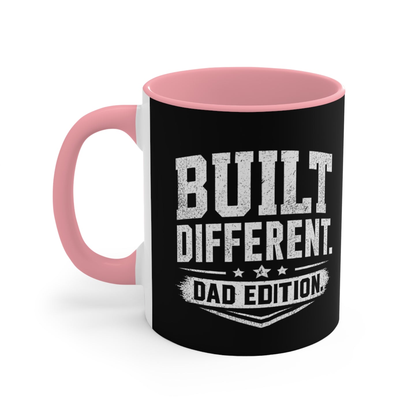 Built Different Dad Edition Accent Mug — Pink Interior Coffee Cup for Fathers, Father’s Day Gift
