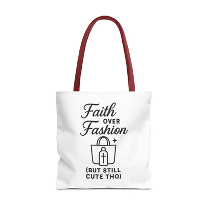 Faith Over Fashion Tote Bag - Stylish Everyday Carry, Eco-Friendly Shopping Bag, Gift for Fashion Lovers, Christian Tote, Positive Vibes
