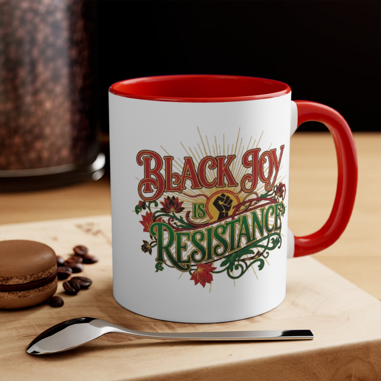 Accent Mug — "Black Joy Is Resistance" Inspirational Coffee Cup