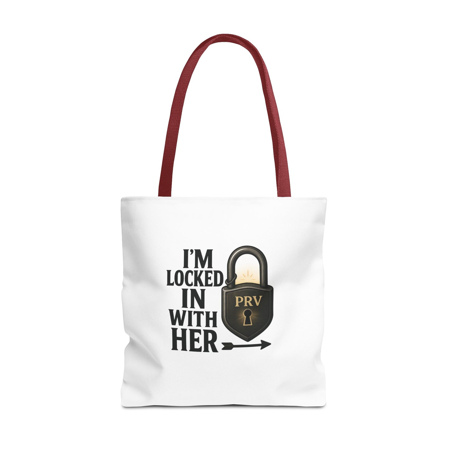Locked In With Her Tote Bag, Funny Gift for Couples, Personalized Shopping Tote, Everyday Carryall, Unique Friendship Present