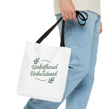 Unbothered & Unburdened Tote Bag, Everyday Tote, Eco-Friendly Bag, Gift for Her, Stylish Shopping Bag, Motivational Tote