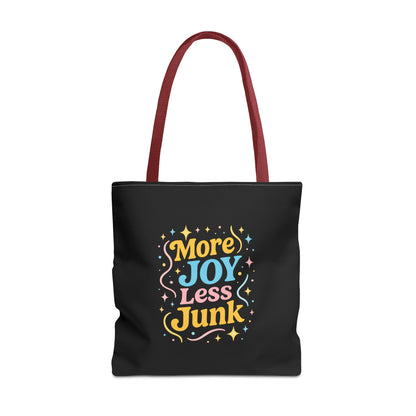 Joyful Tote Bag - More Joy Less Junk, Gift for Friends, Eco-Friendly Shopping Bag, Everyday Use, Inspirational Tote