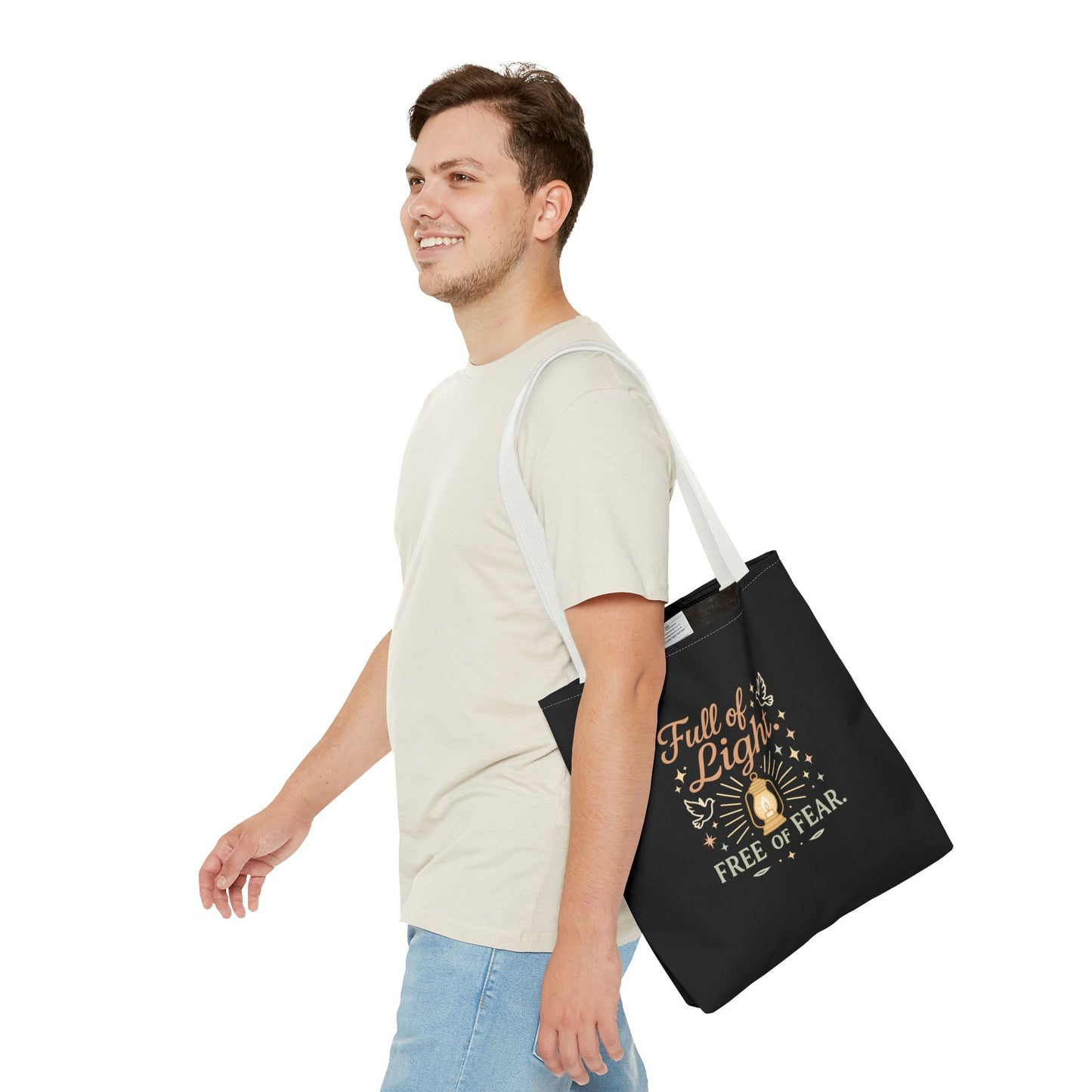 Full of Light Tote Bag | Inspirational Eco-Friendly Bag, Gift for Yoga Lovers, Spiritual Tote, Mindfulness, Fearless Accessory