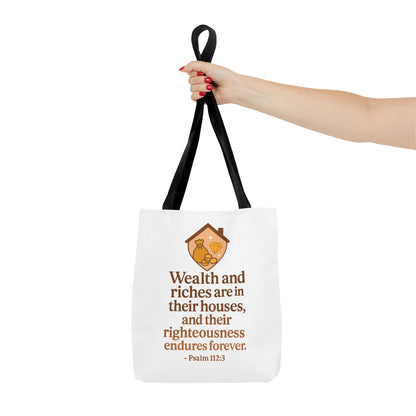 Inspirational Tote Bag with Psalm 112:3 Quote, Motivational Gift, Reusable Shopping Bag, Bible Verse Tote, Religious Accessory, [...]