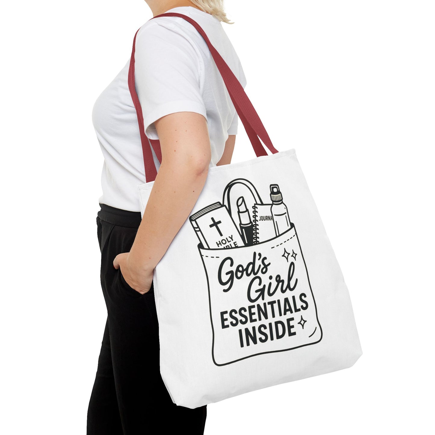 God's Girl Essentials Tote Bag | Motivational Bag for Women, Christian Gifts, Spiritual Tote, Everyday Purse, Faith-Inspired Accessory