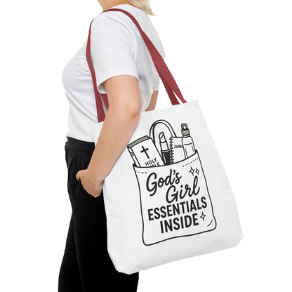 God's Girl Essentials Tote Bag | Motivational Bag for Women, Christian Gifts, Spiritual Tote, Everyday Purse, Faith-Inspired Accessory