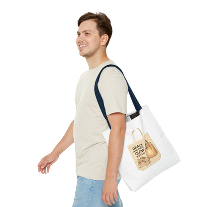 Chic Inspirational Tote Bag, Grace in My Stride Glow in My Bag, Motivational Gift, Daily Use, Eco-Friendly Shopping Bag, Trendy Handbag