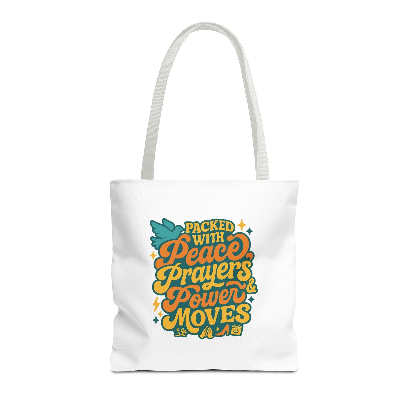 Peace Prayers Power Moves Tote Bag - Eco-Friendly Reusable Shopping Bag, Gift for Spiritual Friends, Motivational Gift, Stylish [...]