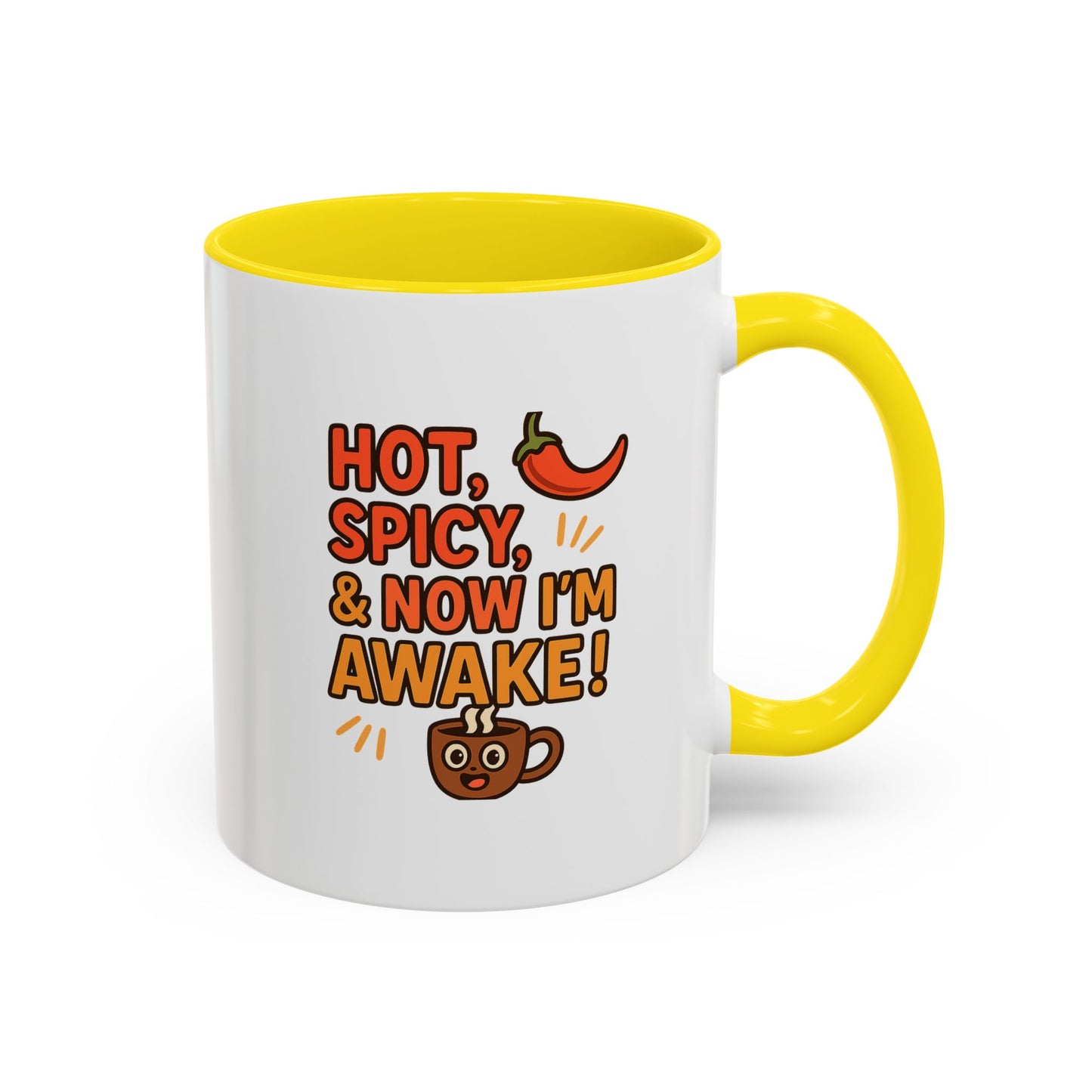Funny Coffee Mug: "Hot, Spicy, & Now I'm Awake!" - Perfect Gift for Coffee Lovers, Mugs for Friends, Humorous Kitchen Decor, Novelty Mug