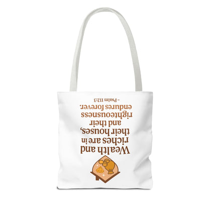Psalm 112:3 Bible Verse Tote Bag