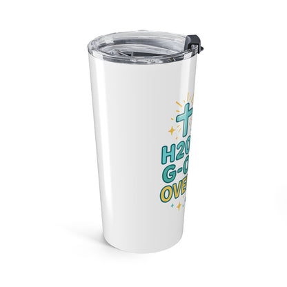 Christian Themed Tumbler, H2O + God = Overflow, Faith Based Travel Mug, Inspirational Gifts for Believers, Religious Drinkware