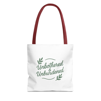 Unbothered & Unburdened Tote Bag, Everyday Tote, Eco-Friendly Bag, Gift for Her, Stylish Shopping Bag, Motivational Tote
