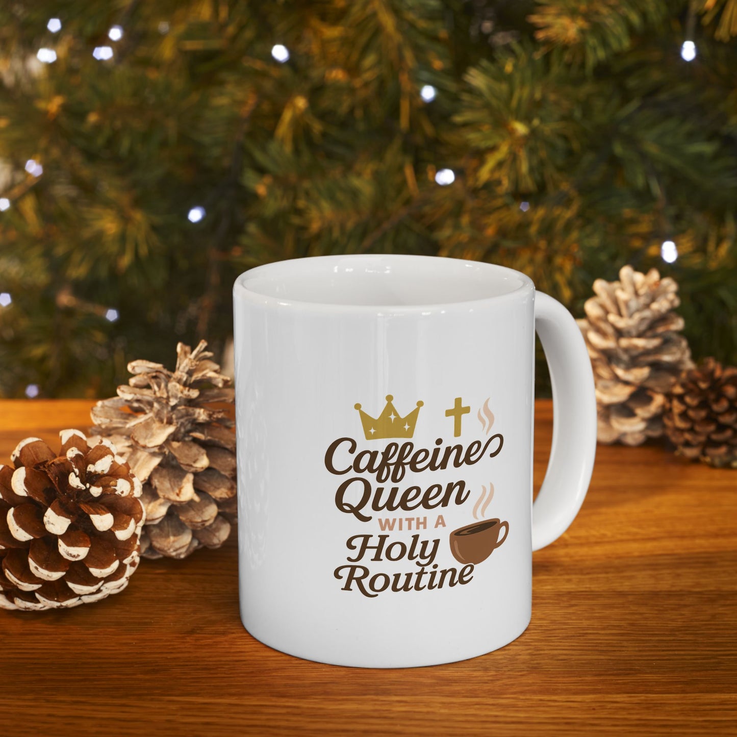 Ceramic Mug - Caffeines Queens - Cozy Coffee Quotes for Coffee Lovers, Cute Drinkware for Home, Perfect Gift for Birthdays, Holidays