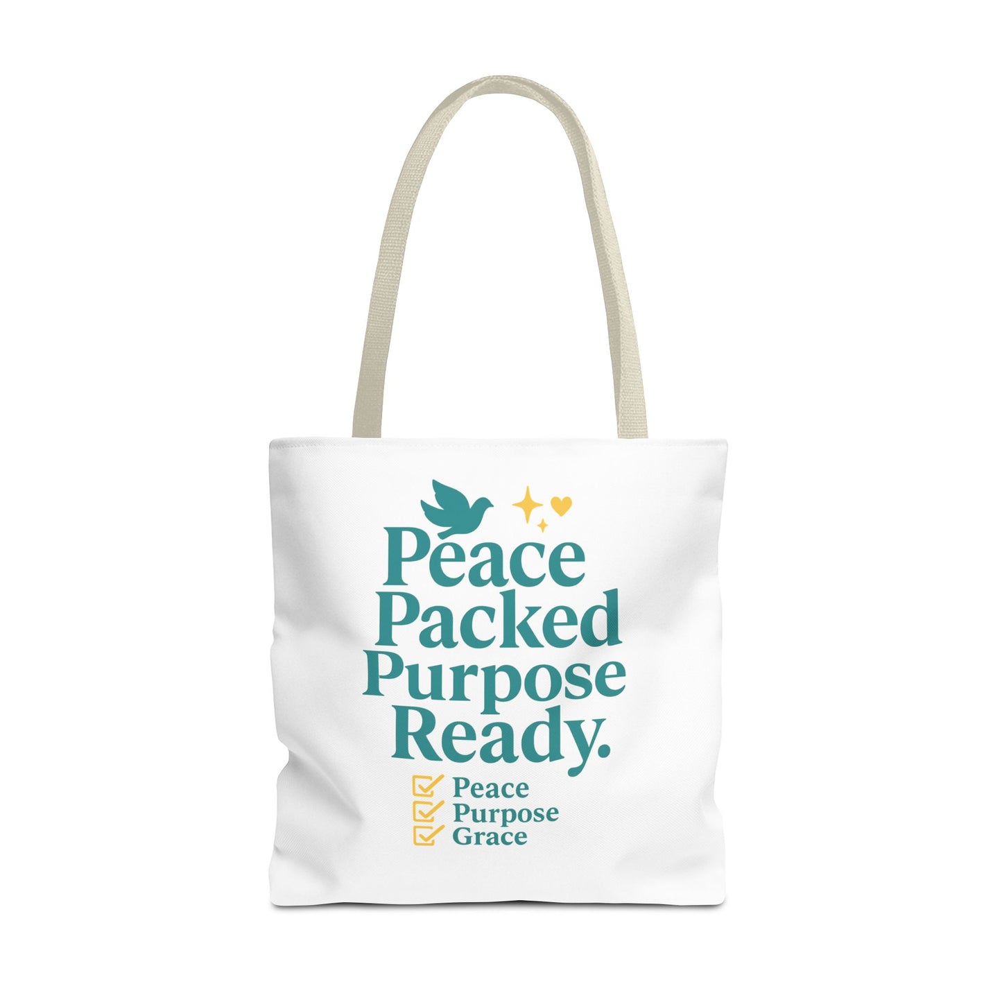 Motivational Tote Bag - Peace Packed Purpose Ready, Inspirational Eco-Friendly Bag, Gift for Friends, Stylish Everyday Use, Shopping, Gym