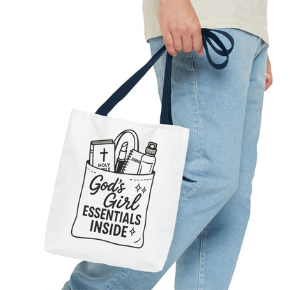 God's Girl Essentials Tote Bag | Motivational Bag for Women, Christian Gifts, Spiritual Tote, Everyday Purse, Faith-Inspired Accessory