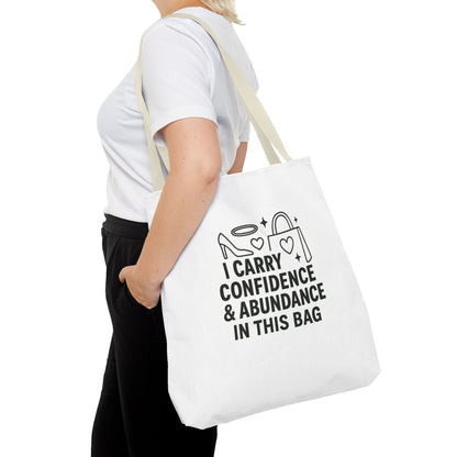 Confidence & Abundance Tote Bag, Motivational Shopper Bag, Gift for Her, Inspirational Tote for Everyday Use, Eco-Friendly Carryall