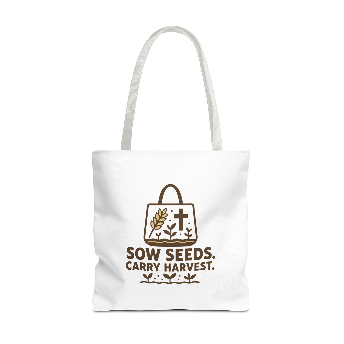 Inspirational Tote Bag - "Sow Seeds. Carry Harvest." - Eco-Friendly, Beach Bag, Gift for Gardeners, Reusable Shopping, Faith Journey