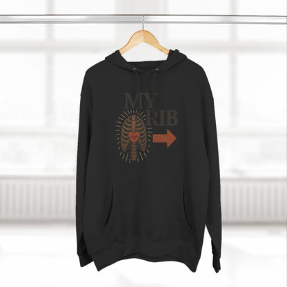 Heartfelt Rib Graphic Hoodie for Couples, Valentine's Day Gift, Matching Sweatshirt, Cozy Fleece, Romantic Style