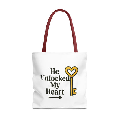 Heart Unlocking Quote Tote Bag, Valentine's Gift, Love Theme, Stylish Shoulder Bag, Perfect for Everyday Use, Cute Fashion Accessory