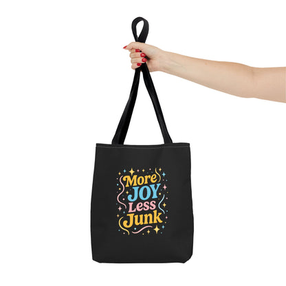 Joyful Tote Bag - More Joy Less Junk, Gift for Friends, Eco-Friendly Shopping Bag, Everyday Use, Inspirational Tote