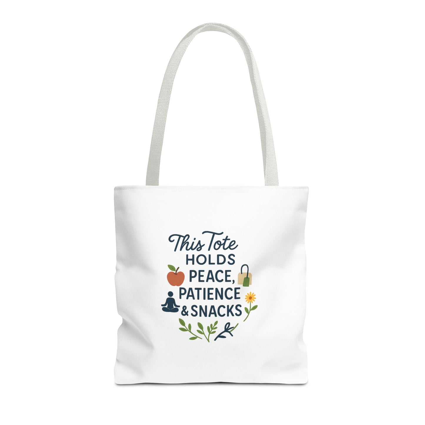 Peace, Patience & Snacks Tote Bag | Eco-Friendly Shopper, Gift for Friends, Beach Tote, Daily Carryall, Motivational Bag