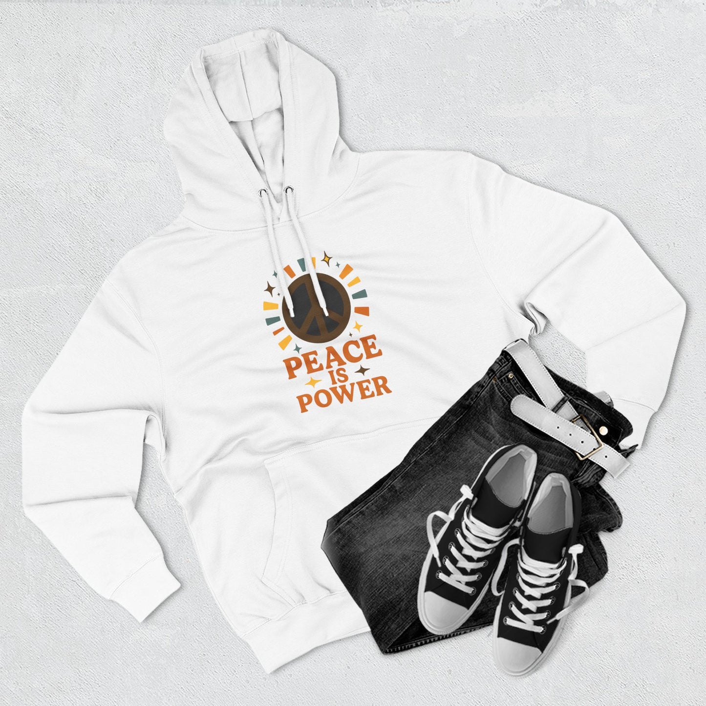 Peace is Power Fleece Hoodie - Cozy Unisex Sweatshirt, Gift for Activists, Warm Layer for Events, Inspirational Apparel