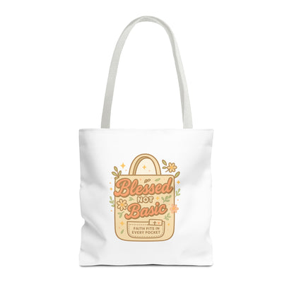 Blessed Not Basic Tote Bag, Trendy Eco-Friendly Canvas
