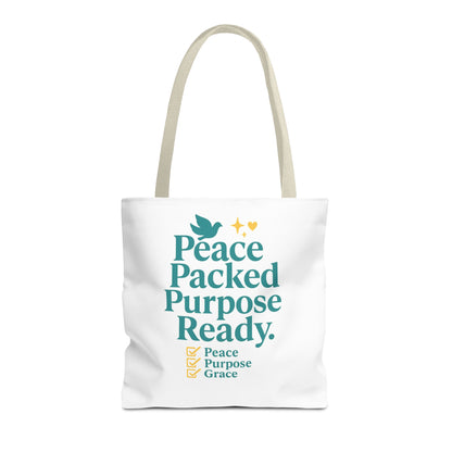 Motivational Tote Bag - Peace Packed Purpose Ready, Inspirational Eco-Friendly Bag, Gift for Friends, Stylish Everyday Use, Shopping, Gym