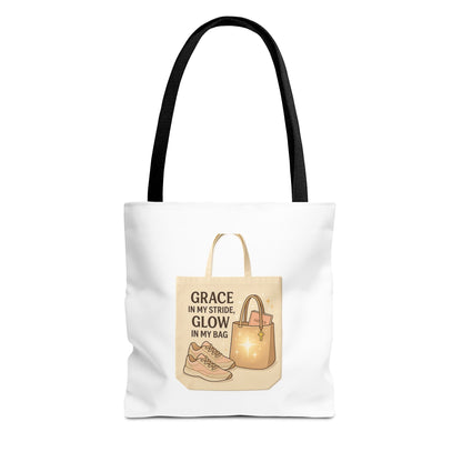 Chic Inspirational Tote Bag, Grace in My Stride Glow in My Bag, Motivational Gift, Daily Use, Eco-Friendly Shopping Bag, Trendy Handbag