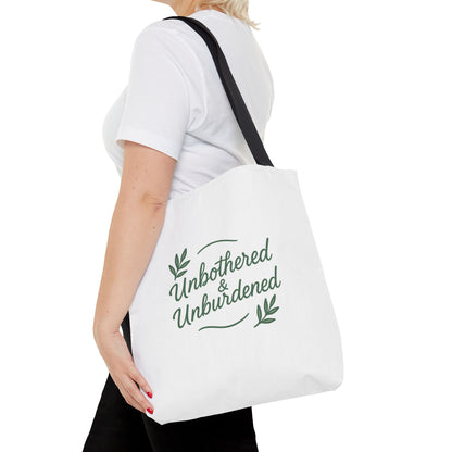 Unbothered & Unburdened Tote Bag, Everyday Tote, Eco-Friendly Bag, Gift for Her, Stylish Shopping Bag, Motivational Tote