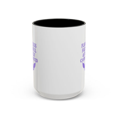 Flawless & Fully Caffeinated Accent Coffee Mug for Faithful Friends, Inspirational Gift, Morning Motivation Cup, Bible Lover's Mug