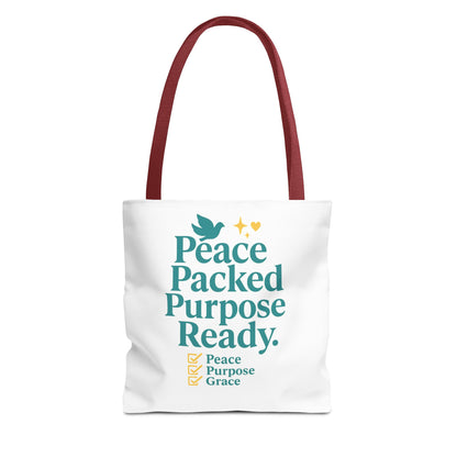 Motivational Tote Bag - Peace Packed Purpose Ready, Inspirational Eco-Friendly Bag, Gift for Friends, Stylish Everyday Use, Shopping, Gym