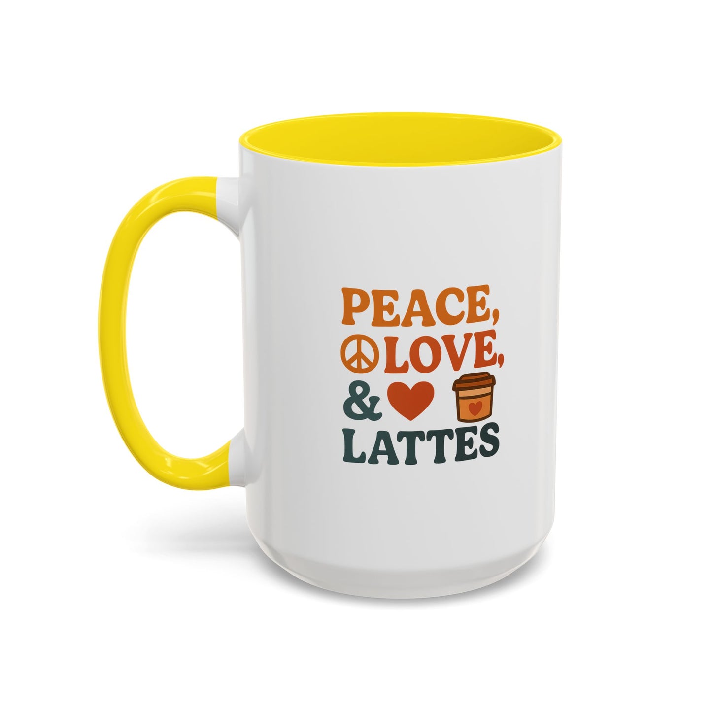Peace, Love & Lattes Coffee Mug | Accent Mug for Coffee Lovers | Gift for Baristas, Friends, Home Decor, Kitchen Essentials