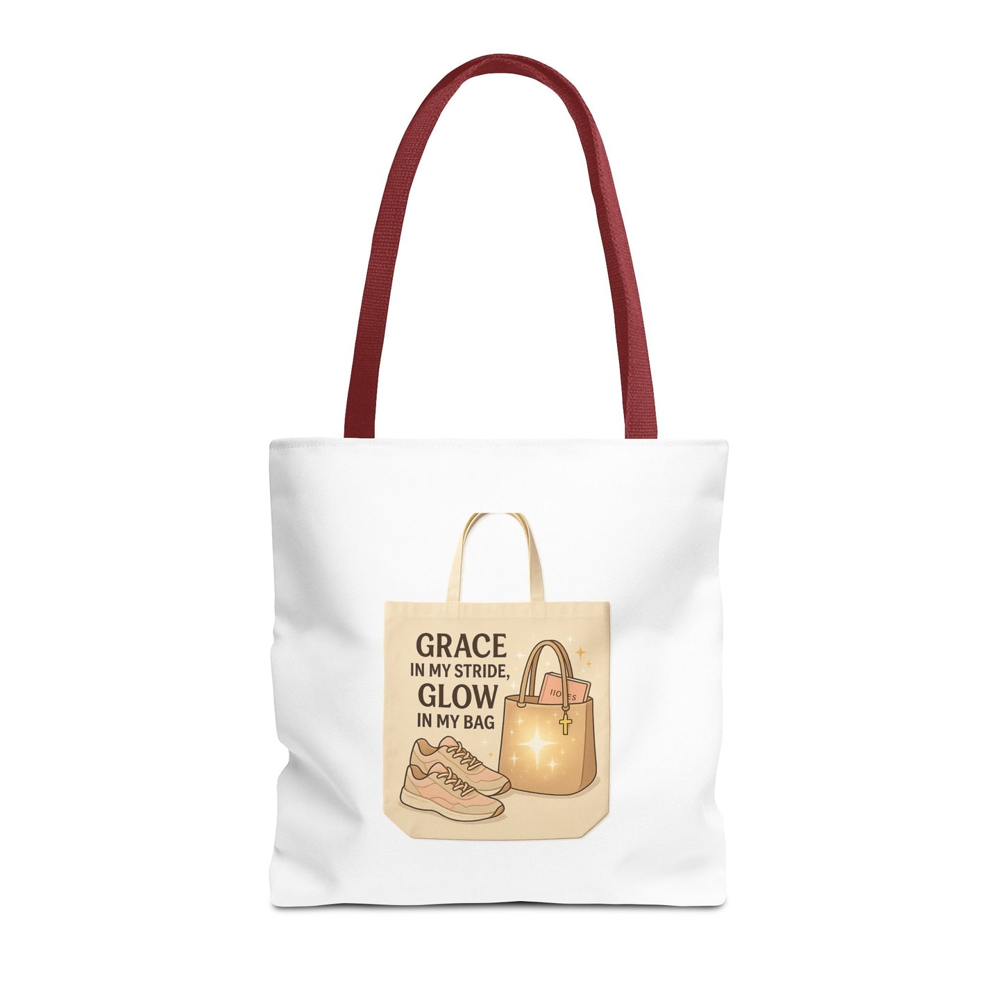 Chic Inspirational Tote Bag, Grace in My Stride Glow in My Bag, Motivational Gift, Daily Use, Eco-Friendly Shopping Bag, Trendy Handbag
