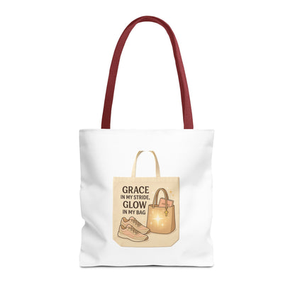 Chic Inspirational Tote Bag, Grace in My Stride Glow in My Bag, Motivational Gift, Daily Use, Eco-Friendly Shopping Bag, Trendy Handbag
