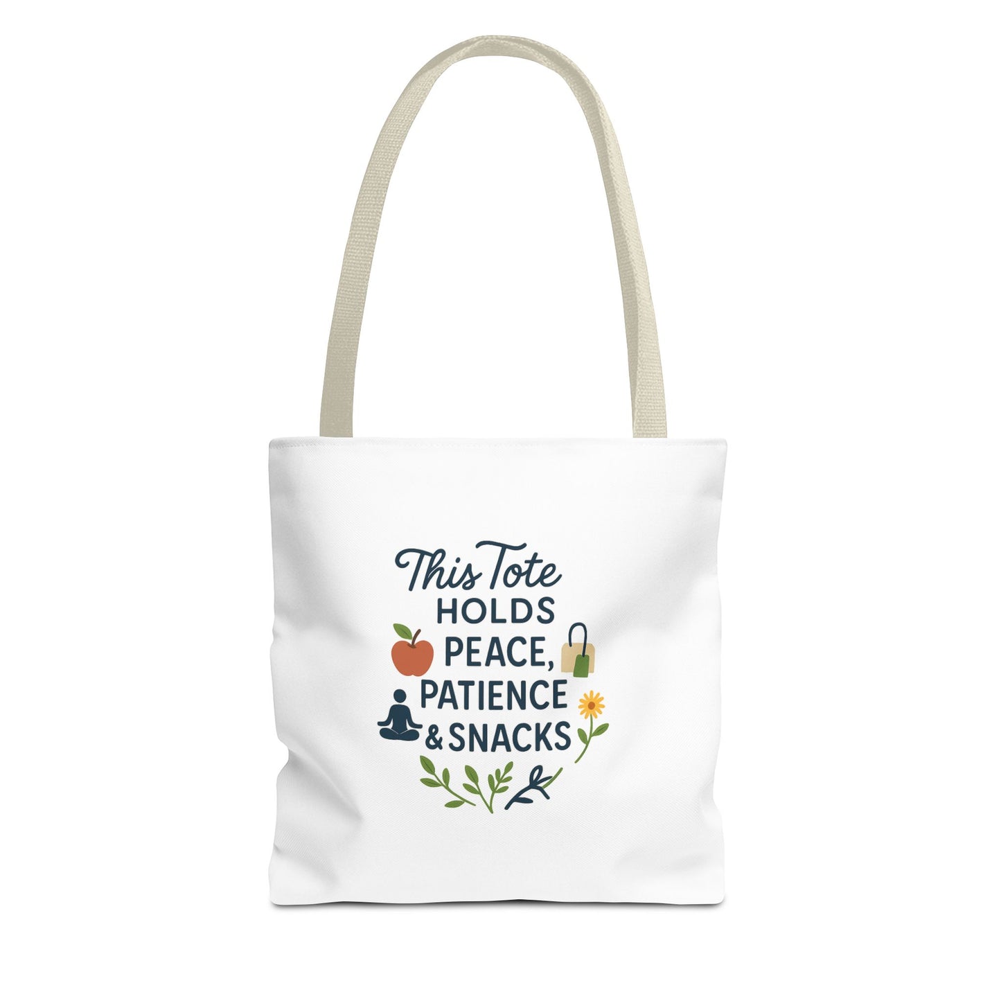 Peace, Patience & Snacks Tote Bag | Eco-Friendly Shopper, Gift for Friends, Beach Tote, Daily Carryall, Motivational Bag