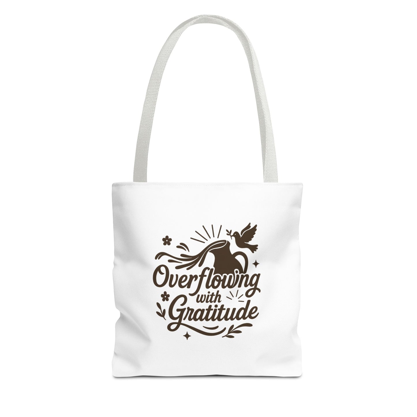 Overflowing with Gratitude Tote Bag - Eco-Friendly, Reusable Shopping Bag, Gift for Friends, Thank You Gift, Inspirational Design