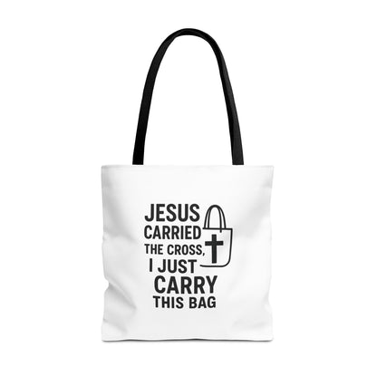 Christian Tote Bag - Jesus Carried the Cross, Everyday Use, Gift for Believers, Church Events, Eco-Friendly Shopping Bag