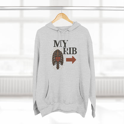 Heartfelt Rib Graphic Hoodie for Couples, Valentine's Day Gift, Matching Sweatshirt, Cozy Fleece, Romantic Style
