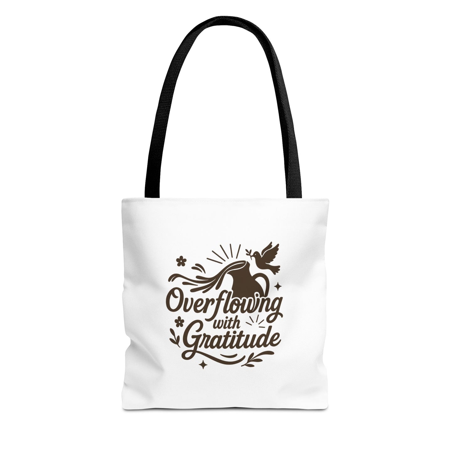 Overflowing with Gratitude Tote Bag - Eco-Friendly, Reusable Shopping Bag, Gift for Friends, Thank You Gift, Inspirational Design