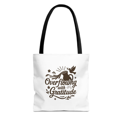 Overflowing with Gratitude Tote Bag - Eco-Friendly, Reusable Shopping Bag, Gift for Friends, Thank You Gift, Inspirational Design