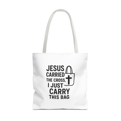 Christian Tote Bag - Jesus Carried the Cross, Everyday Use, Gift for Believers, Church Events, Eco-Friendly Shopping Bag