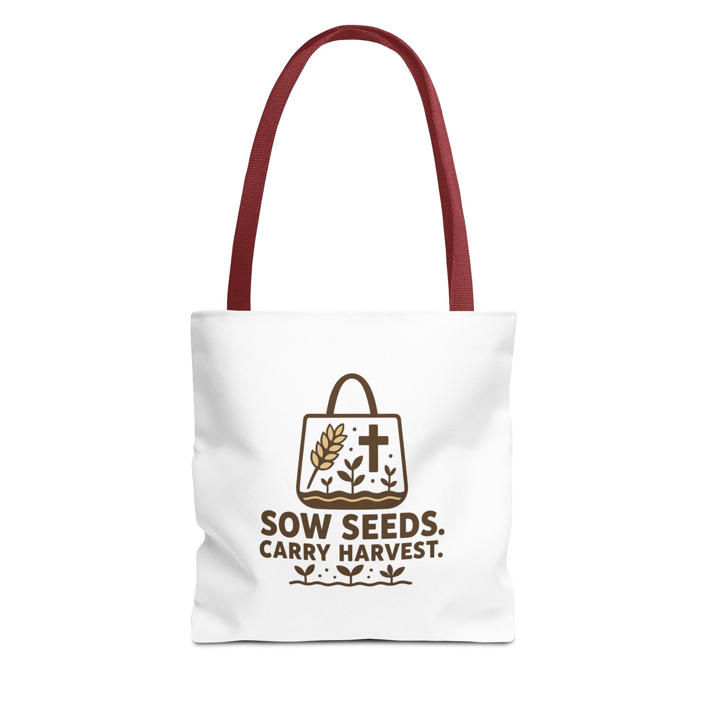 Inspirational Tote Bag - "Sow Seeds. Carry Harvest." - Eco-Friendly, Beach Bag, Gift for Gardeners, Reusable Shopping, Faith Journey